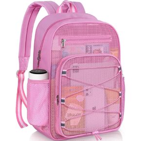 XOAOKO Mesh Backpack See Through Backpack for College, Lightweight Semi-transparent Net Bookbag for Beach, Swimming, Outdoor Sports, Travel-Black in Saudi Arabia