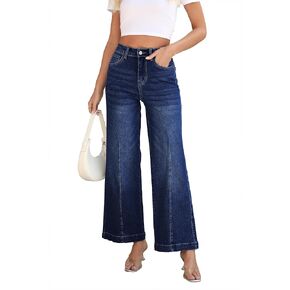 Lunaaevi Women High Rise Flared Jeans Straight Leg Jeans for Women Trendy Mom Baggy Wide Leg Denim Pants in Saudi Arabia