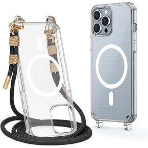 حالة واضحة مغناطيسية متوافقة مع iPhone 16 Pro Case Crossbody anti Lost Strack Strackproof Prochproom Protection Phone Case Gray in Kuwait