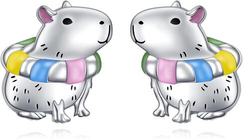 HOOHWE Animal Earrings 925 Sterling Silver Capybaral Cow Bunny Stud Earring for Women Capybara Jewelry Animal Earrings Jewelry in Saudi Arabia