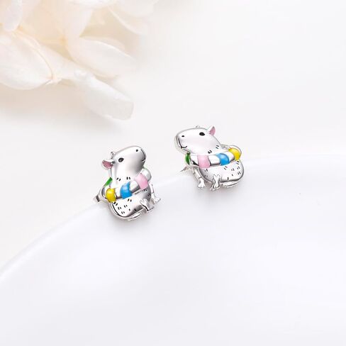 HOOHWE Animal Earrings 925 Sterling Silver Capybaral Cow Bunny Stud Earring for Women Capybara Jewelry Animal Earrings Jewelry in Saudi Arabia