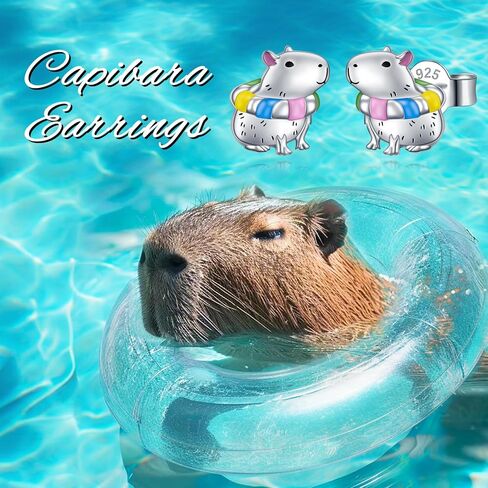 HOOHWE Animal Earrings 925 Sterling Silver Capybaral Cow Bunny Stud Earring for Women Capybara Jewelry Animal Earrings Jewelry in Saudi Arabia