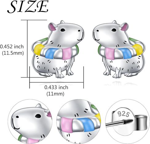 HOOHWE Animal Earrings 925 Sterling Silver Capybaral Cow Bunny Stud Earring for Women Capybara Jewelry Animal Earrings Jewelry in Saudi Arabia