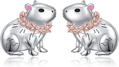 HOOHWE Animal Earrings 925 Sterling Silver Capybaral Cow Bunny Stud Earring for Women Capybara Jewelry Animal Earrings Jewelry in Saudi Arabia