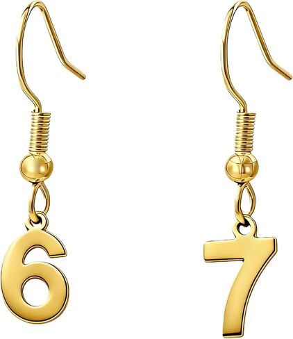 67 أقراط للنساء، نمط عامية بيان الفولاذ المقاوم للصدأ الأذن هوك أرقام مضحك ستة سبعة ميمي أقراط الهيب هوب الراب مجوهرات هدية in Kuwait