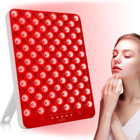 SUXIO Red Light Therapy lamp - 165 LED Red Light Therapy Panel for Face & Body, Portable Deep 660nm - 850nm Near Infrared Light Therapy Device with Eye-Patch, White in Saudi Arabia