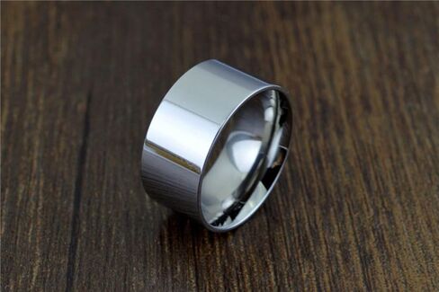 10mm Wide Stainless Steel Ring Simple Stylish Style Rose Gold/Silver Big Band Polished Flat Top for Men Women Size 5-15 in Saudi Arabia
