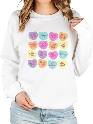 Spunky Pineapple Candy Conversation Heart Sweatshirt - Graphic Sweatshirts for Women, Pullover, Comfortable Long Sleeve Top in Saudi Arabia
