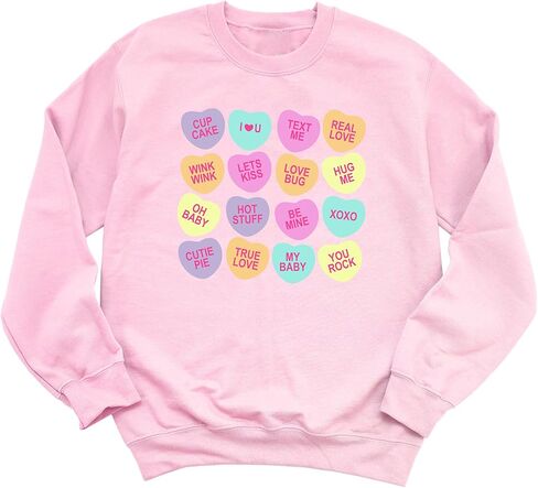 Spunky Pineapple Candy Conversation Heart Sweatshirt - Graphic Sweatshirts for Women, Pullover, Comfortable Long Sleeve Top in Saudi Arabia