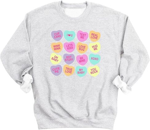 Spunky Pineapple Candy Conversation Heart Sweatshirt - Graphic Sweatshirts for Women, Pullover, Comfortable Long Sleeve Top in Saudi Arabia