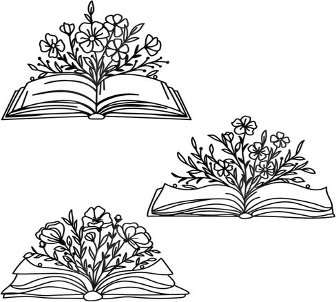 Zzbakress 3 Pcs Book Wall Decor Metal Flower Wall Art, Library Decor Hanging Sculpture, Reading Nook Silhouette Wall Hanging for Home Office Reading Room Teacher Gift​ (Elegant) in Saudi Arabia