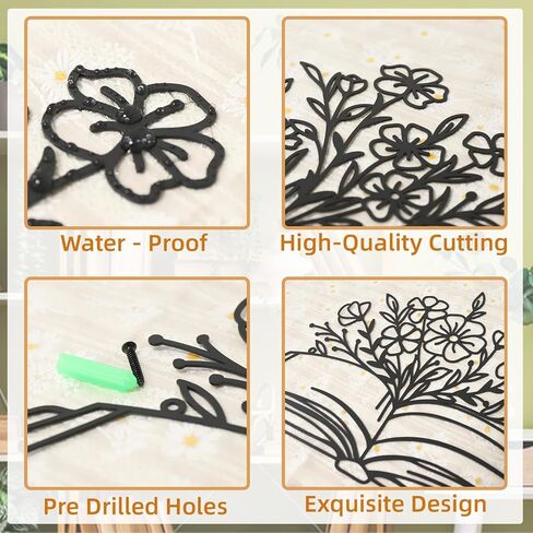 Zzbakress 3 Pcs Book Wall Decor Metal Flower Wall Art, Library Decor Hanging Sculpture, Reading Nook Silhouette Wall Hanging for Home Office Reading Room Teacher Gift​ (Elegant) in Saudi Arabia