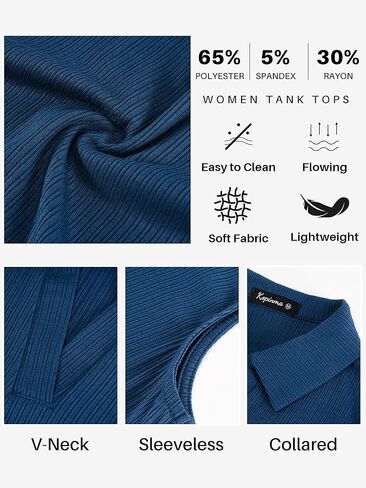 Sleeveless Collared Tunic Tank Tops for Women V Neck Work Office Dressy Casual Ribbed Knit Stretchy Shirts 2025 in Saudi Arabia