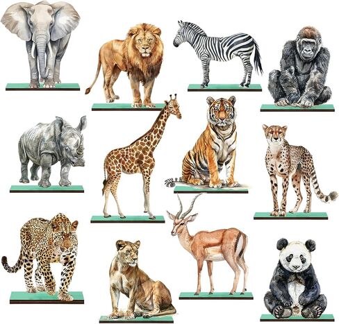 12Pcs Woodland Animal Wooden Table Sign Forest Animal Tabletop Centerpiece Rustic Tiered Tray Decor for Birthday Baby Shower Farmhouse Home Office in Saudi Arabia