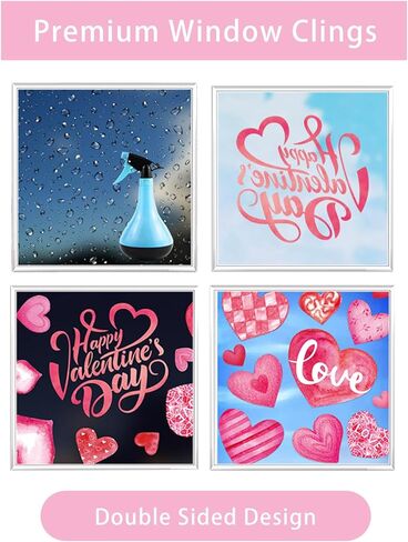 6 Pcs Valentine's Day Window Clings, Love Heart Stickers, Double-Sided Heart-Shaped Window Decals, Perfect for Wedding, Anniversary, Party, and Home Decoration in Saudi Arabia