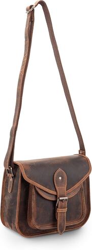 LEARICHI Small Crossbody Genuine Leather Shoulder Bags for Women, Premium Hunter Leather Cross Body Saddle Bag Vintage Style Distressed Brown Handbags Cross Over Travel Purse in Saudi Arabia
