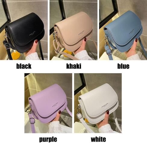 Crossbody Bag Trendy Handbags Women Solid Color PU Messenger Bags(Black) in Saudi Arabia