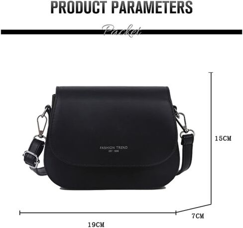 Crossbody Bag Trendy Handbags Women Solid Color PU Messenger Bags(Black) in Saudi Arabia
