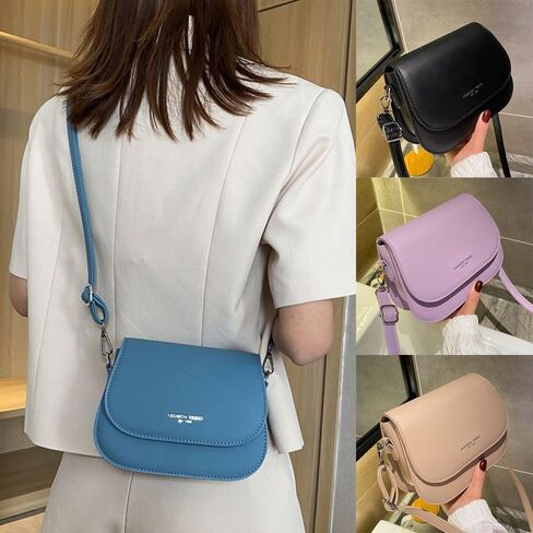 Crossbody Bag Trendy Handbags Women Solid Color PU Messenger Bags(Black) in Saudi Arabia
