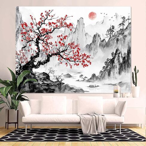 Wegklazax Japanese Tapestry Sun Landscape Mountain Nature Tapestry for Bedroom Anime Tapestries Wall Hanging for Bedroom Living Room Japanese-B 44"x60" in Saudi Arabia