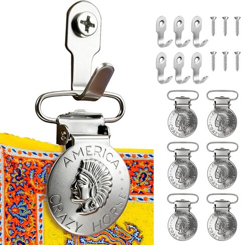6-Pack Heavy Duty Tapestry Clips, Quilt Hanger for Wall for Display, Non-Slip Retro Wall Hanging Clamps for Tapestry, Quilt, Rug, Flag, Shawl Display, Quilt Wall Hanger (Crazy Horse) in Saudi Arabia