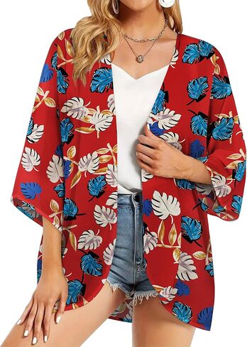 BB&KK Women's Floral Kimono Summer Short Cover Ups Tops in Kuwait