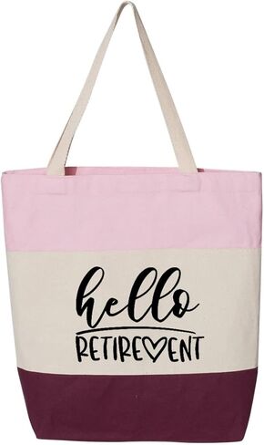 H3GRUP Hello Retirement Gift Tote Bag for Women - Happy Retirement Party Bag (Tri-Color Pink) in Saudi Arabia