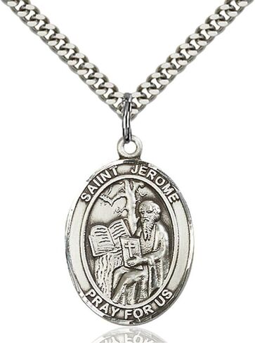 مجوهرات بونياك قلادة ميدالية بيضاوية مصنوعة يدويًا من سانت جيروم من الفضة الاسترليني in Kuwait