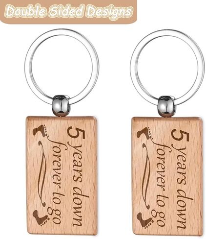 TIMBERDECOR 5 Year Anniversary Wooden Gift for Him Her - 5th Anniversary keychains for Wife Husband, 5 Year Marriage Gifts for Couple, Fifth Wedding Anniversary Modern Gifts for Men,2pcs in Saudi Arabia