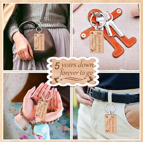 TIMBERDECOR 5 Year Anniversary Wooden Gift for Him Her - 5th Anniversary keychains for Wife Husband, 5 Year Marriage Gifts for Couple, Fifth Wedding Anniversary Modern Gifts for Men,2pcs in Saudi Arabia