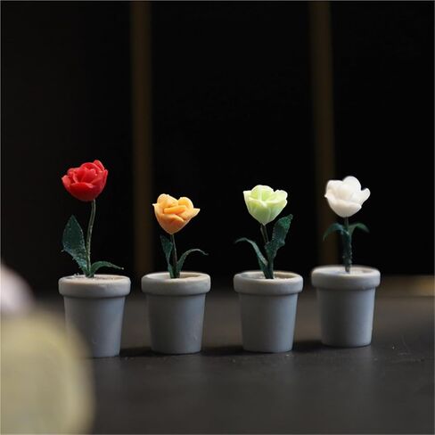 Generic Mini Rose (4PCS) مفصلات زخرفية مفصلات مغناطيسية - نمط زخرفي معاصر - مادة الراتنج - اللون الوردي - لمسة نهائية غير مكتملة in Kuwait