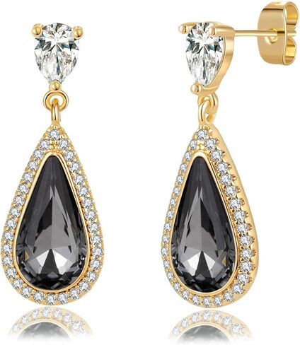 أقراط EVEVIC كريستال نمساوي على شكل دمعة متدلية للنساء هدايا مجوهرات مطلية بالذهب عيار 14 قيراط in Kuwait