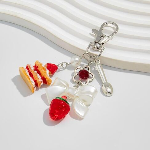Jekeiodoe Bow and Cake Keychains Bag Charms Cute keychain Charm, Y2K Aesthetic Purse Charm Purse Keychain for Handbag,Backpack Women,Men in Saudi Arabia