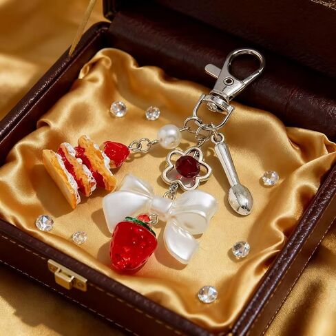 Jekeiodoe Bow and Cake Keychains Bag Charms Cute keychain Charm, Y2K Aesthetic Purse Charm Purse Keychain for Handbag,Backpack Women,Men in Saudi Arabia