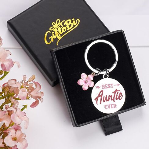 Aunt Keychain Gifts From Niece Nephew - Best Auntie Ever Keyring, Birthday Christmas Mother Day Ideas Key Chain Present in Kuwait