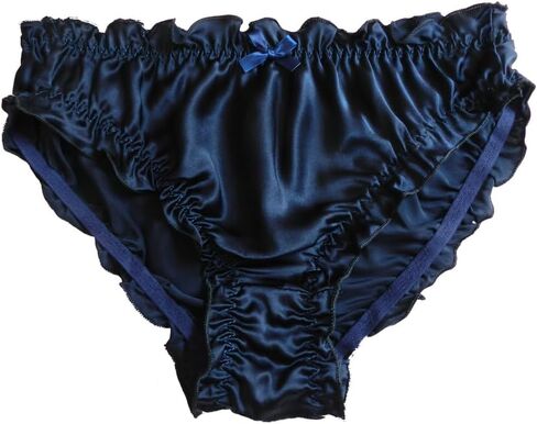 Yavorrs NEW Women Silk Panties Ruched Lettuce Trim Bikini Briefs in Saudi Arabia