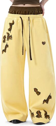 Aelfric Eden Dachshund Baggy Sweatpants Double Waist Wide Leg Sweatpants Unisex Y2k Casual Pants Trousers in Saudi Arabia