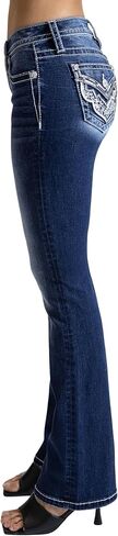 Miss Me Women's Western Stampede Faux Flap Pocket Mid-Rise Bootcut Jeans in Saudi Arabia