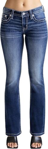 Miss Me Women's Western Stampede Faux Flap Pocket Mid-Rise Bootcut Jeans in Saudi Arabia