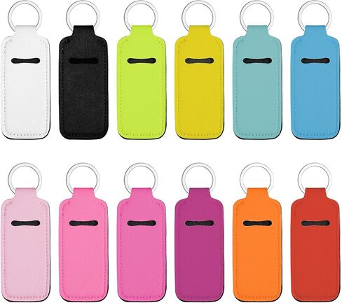 Bruislard 12 Pcs Lip Balm Keychain Holder Colorful Lip Gloss Thread Keychain Solid Lips Balm Holder Clip on Pocket Sleeve for Lipstick Bag Accessories for Women,12 Colors in Kuwait