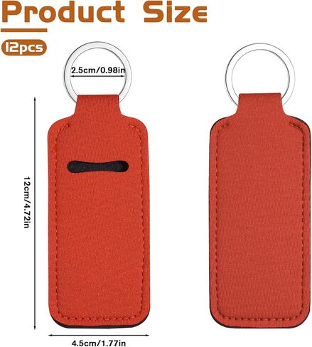 Bruislard 12 Pcs Lip Balm Keychain Holder Colorful Lip Gloss Thread Keychain Solid Lips Balm Holder Clip on Pocket Sleeve for Lipstick Bag Accessories for Women,12 Colors in Kuwait