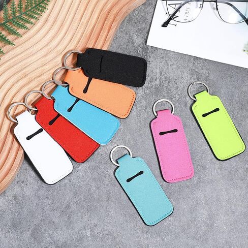 Bruislard 12 Pcs Lip Balm Keychain Holder Colorful Lip Gloss Thread Keychain Solid Lips Balm Holder Clip on Pocket Sleeve for Lipstick Bag Accessories for Women,12 Colors in Kuwait