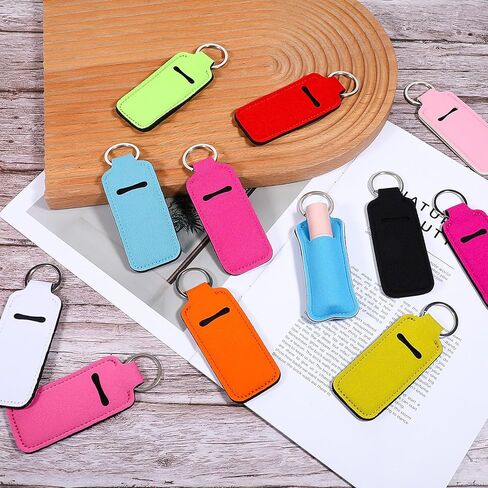 Bruislard 12 Pcs Lip Balm Keychain Holder Colorful Lip Gloss Thread Keychain Solid Lips Balm Holder Clip on Pocket Sleeve for Lipstick Bag Accessories for Women,12 Colors in Kuwait