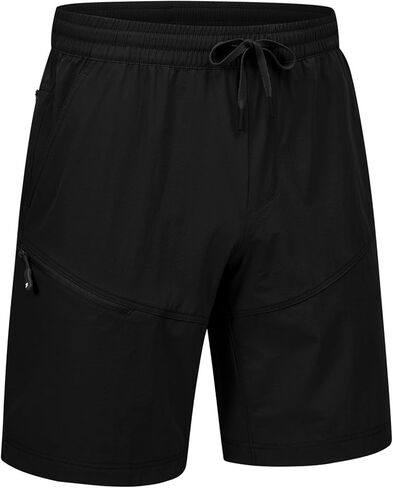 Rdruko Men's Cargo Shorts 9 Inch Elastic Waist Lightweight Hiking Quick Dry Outdoor Shorts for Travel, Black, 3XL in Saudi Arabia