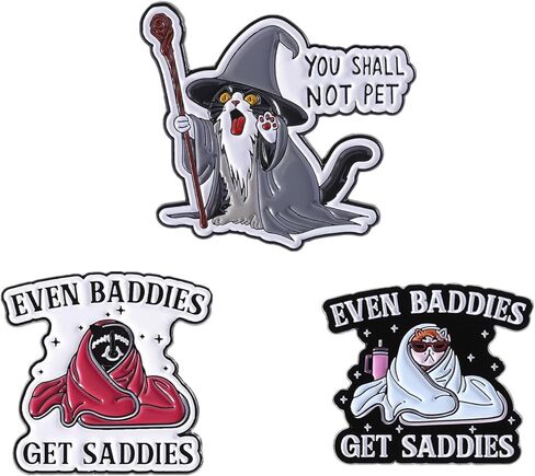3pcs Even Baddies Get Saddies Decorative Vinyl Enamel Pin, Novelty Cartoon Cute Pins for Hats, Backpacks, Bags and Lanyards in Kuwait