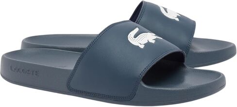 Lacoste Men's Serving Slide 0.0 ، Khaki & White Croc ، 8 in Saudi Arabia