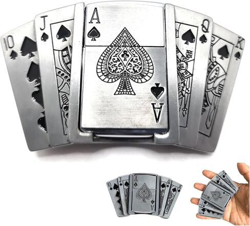 Poker Belt Buckle, Built- Hidden Ace of Spades Lighter lighter, Western Cowboy Spades Royal Flush Belt Buckles in Saudi Arabia