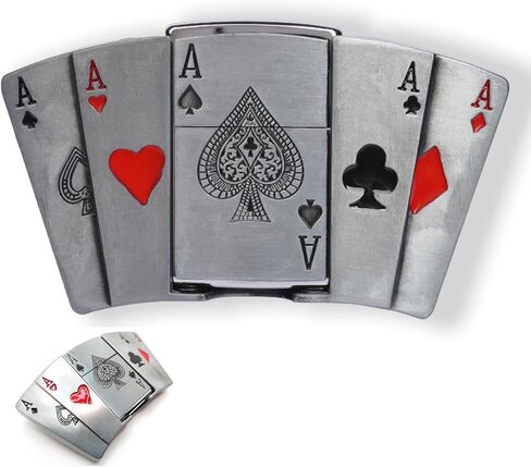 Poker Belt Buckle, Built- Hidden Ace of Spades Lighter lighter, Western Cowboy Spades Royal Flush Belt Buckles in Saudi Arabia