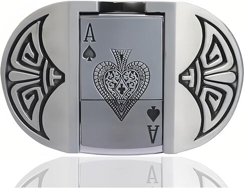 Poker Belt Buckle, Built- Hidden Ace of Spades Lighter lighter, Western Cowboy Spades Royal Flush Belt Buckles in Saudi Arabia