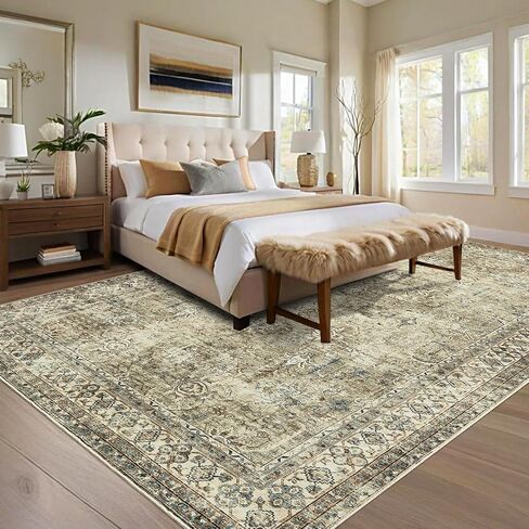 COZYLOOM 10x13 Area Rugs for Living Room, Non Slip Machine Washable Rugs, Low Pile Large Carpet for Bedroom, Dining Room, Home Office(Taupe) in Saudi Arabia